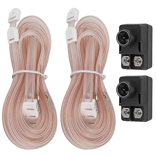 2Pcs FM Dipole Antenna Kit with 300 Ohm to 75 Ohm Adapter T-Shape Push-On F Type Balun for Stereo Receiver Indoor Use