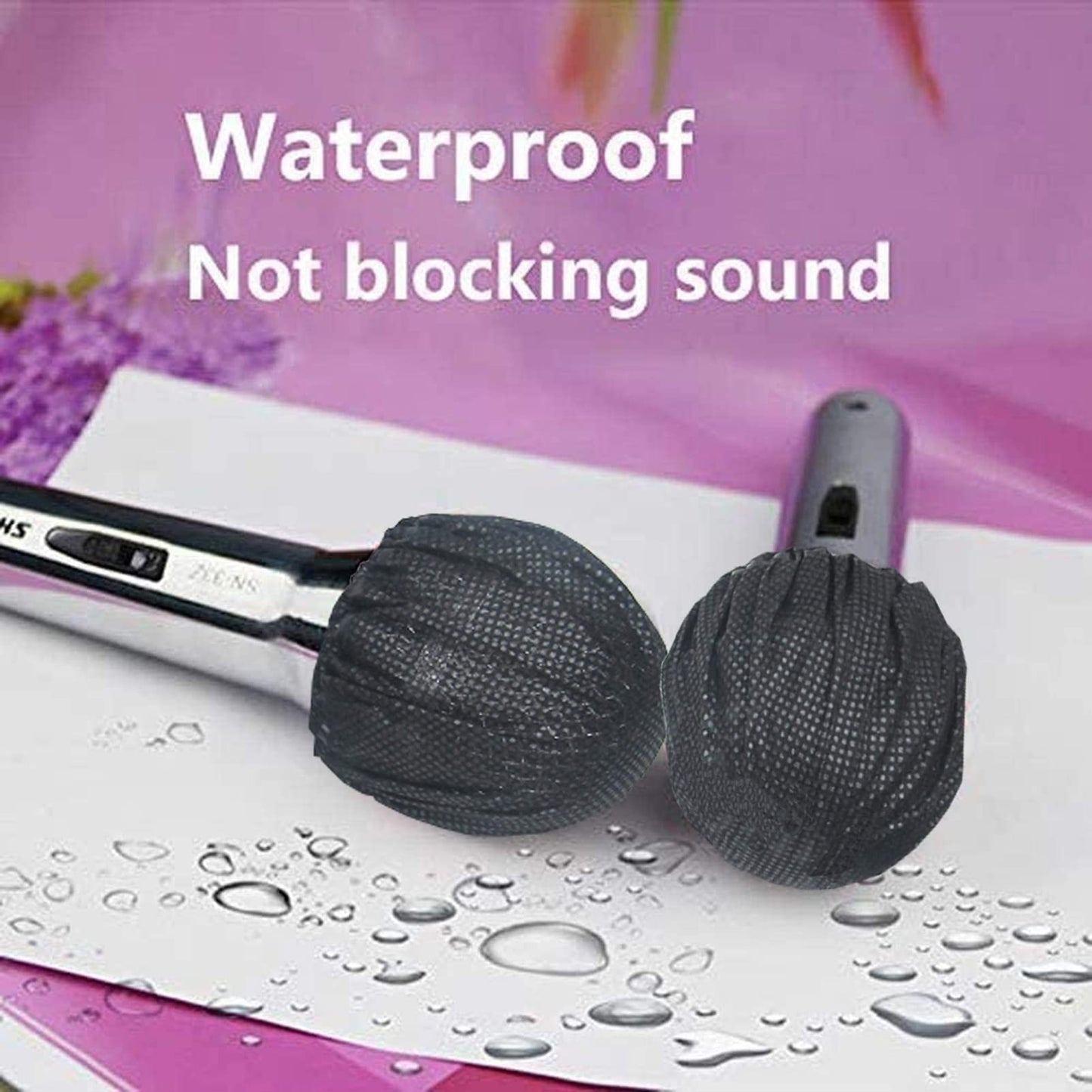 TENGYES 300 PCS (150 Pack) Microphone Hygiene Covers Disposable Non-Woven Handheld Mic Cover Windscreen Protective Cap for KTV Karaoke Recording Room