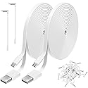 2 Pack 20FT Power Extension Cable Compatible with Wyze Cam V4,Wyze Cam v3,Wyze Cam Pan,WYZE Cam OG,NestCam Indoor,Blink,Amazon Cloud Camera,USB