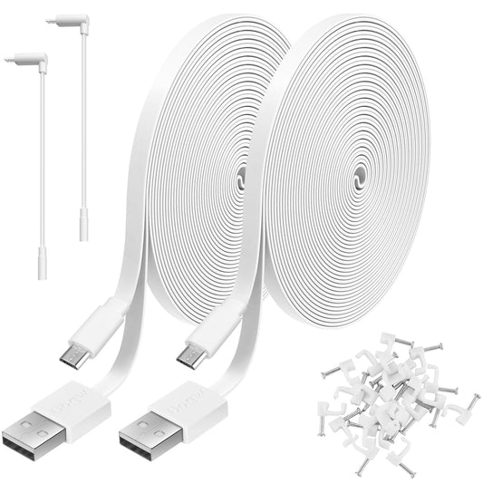 2 Pack 20FT Power Extension Cable Compatible with Wyze Cam V4,Wyze Cam v3,Wyze Cam Pan,WYZE Cam OG,NestCam Indoor,Blink,Amazon Cloud Camera,USB