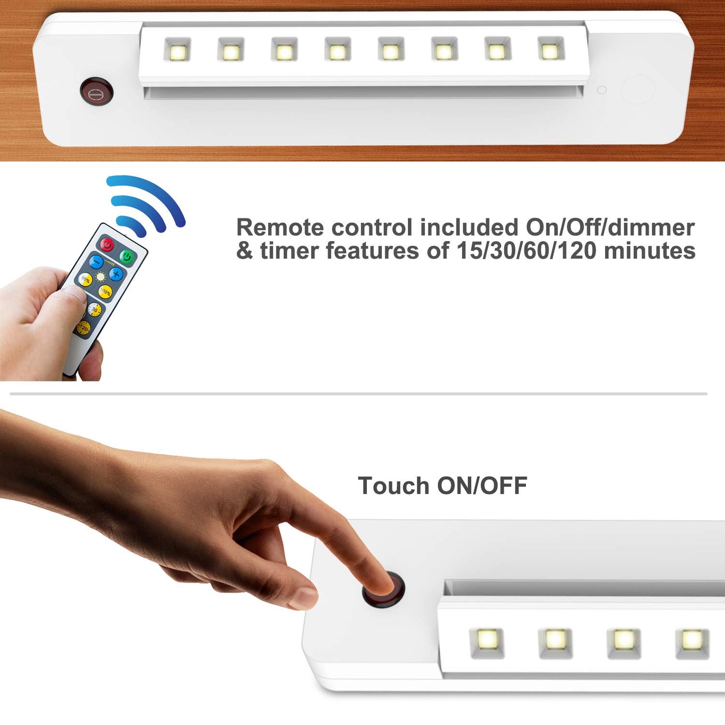 BIGLIGHT Under Counter Light Battery Operated, Dimmable Closet Light with Remote and Timer, Wireless Under Cabinet Lighting, Stick on Lights