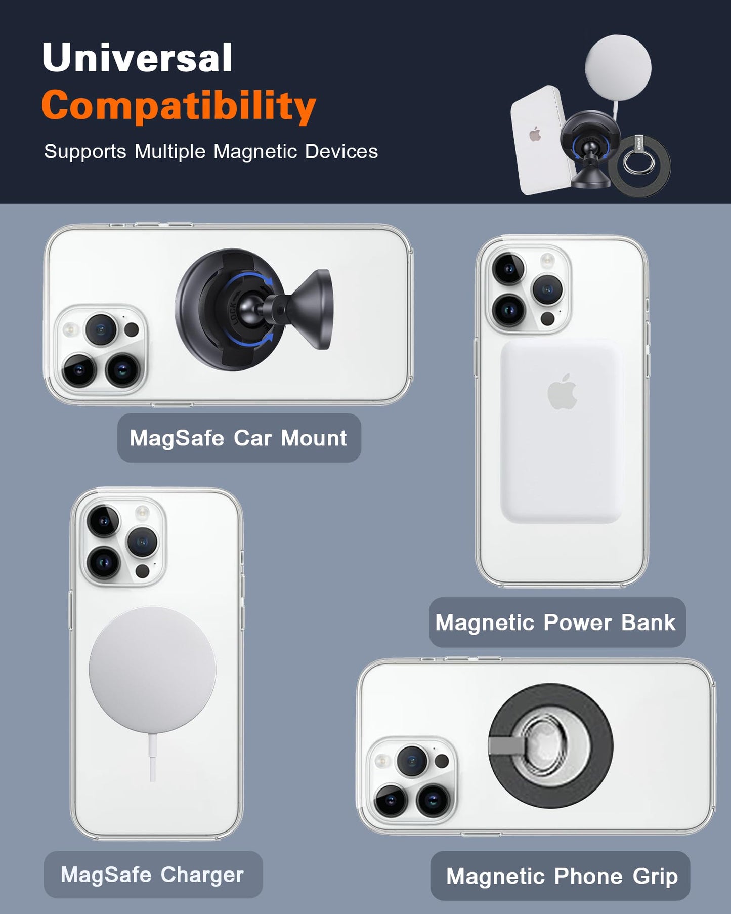Aothey Universal Metal Rings Compatible with Magnetic Sticker,Magnetic Ring for Phone Cases & Wireless Charging?Cooling Design (3 Black & 3 White)