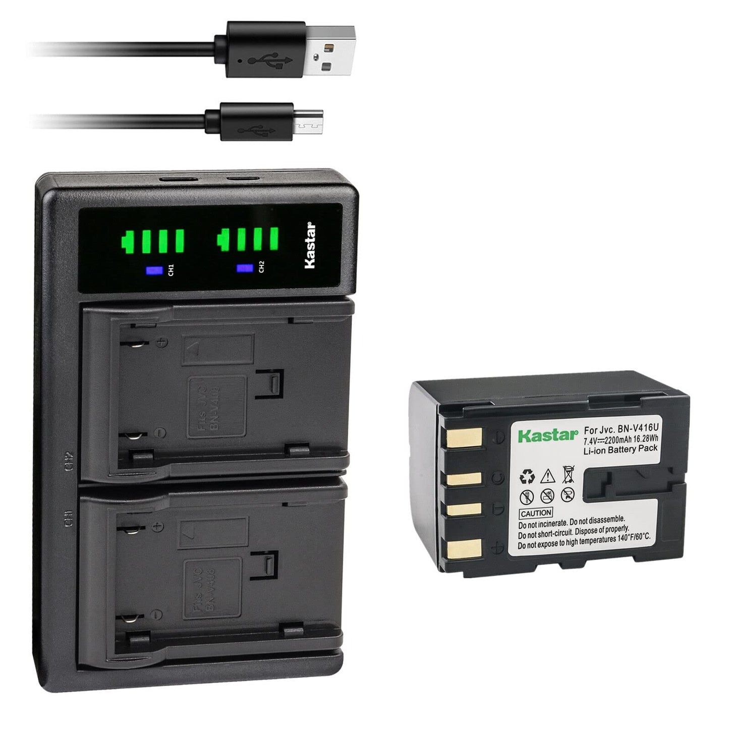 Kastar 1-Pack Battery and LTD2 USB Charger Replacement for JVC GR-DVL507, GR-DVL510, GR-DVL512, GR-DVL515, GR-DVL517, GR-DVL520, GR-DVL522, GR-DVL525