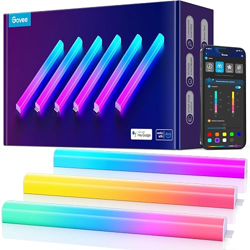 Govee Glide Wall Lights, RGBIC LED Light, Smart Gaming Light Compatible with SmartThings, RGB Lights Bar, LED Wall Lights for Bedroom, 2 Panels Set (3