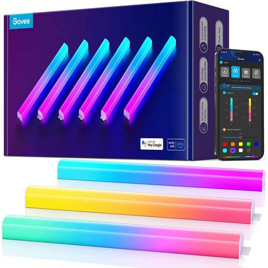 Govee Glide Wall Lights, RGBIC LED Light, Smart Gaming Light Compatible with SmartThings, RGB Lights Bar, LED Wall Lights for Bedroom, 2 Panels Set (3