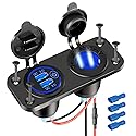 [Upgraded] Cigarette Lighter Socket Outlet Splitter, Quick Charge 3.0 USB Charger Power Outlet with LED, 12V USB Outlet Marine Waterproof Power Panel