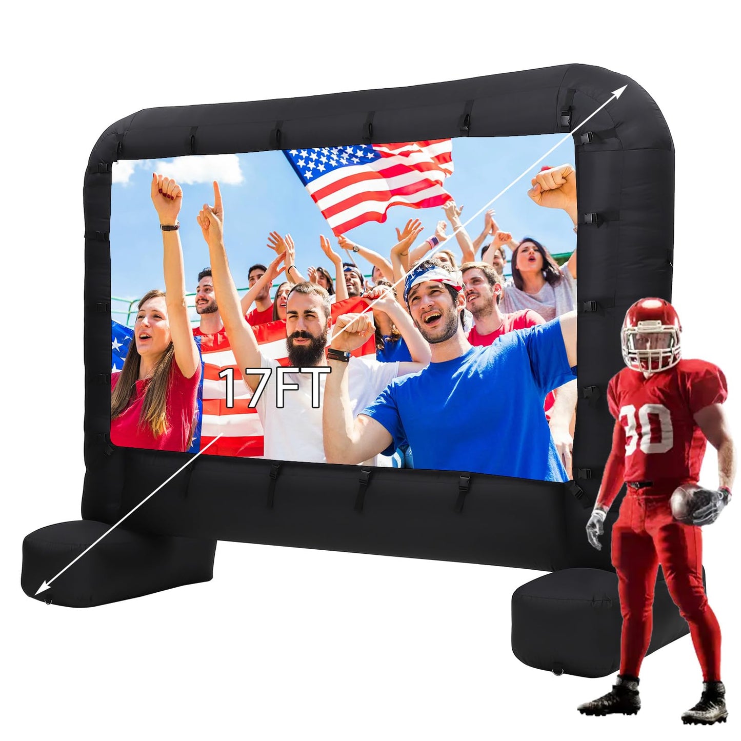Hipicute Inflatable Movie Projector Screen 17Ft, Outdoor Movie Screen with Quiet Air Blower & Storage Bag, Supports Front/Rear Projection, Easy Setup