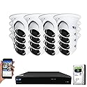 GW Security Cameras System 16CH (3840x2160) HD-TVI 4K CCTV DVR Recorder 4TB HDD with 16 Weatherproof 3840TVL 8.0MP 100ft Night Vision UltraHD 4K Dome