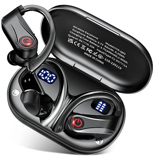 VNMN 2026 Wireless Headphones 120Hrs Bluetooth 6.1 Earbuds Sports Earhooks with Fast Charging Case, Dual LED Display Earphones ENC Mic with Easy