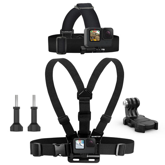 Sametop Head Mount Strap Chest Mount Harness Chesty Kit Compatible with GoPro Hero 13, 12, 11, 10, 9, 8, 7, 6, 5, 4, Session, 3+, 3, 2, 1, Hero