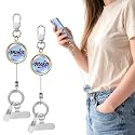 MoKo 2 Pack Anti-Theft Phone Tether, Phone Lanyard Retractable Steel Line Cellphone Strap with KeyChain, ID Badge Holder & Metal Tether Tab