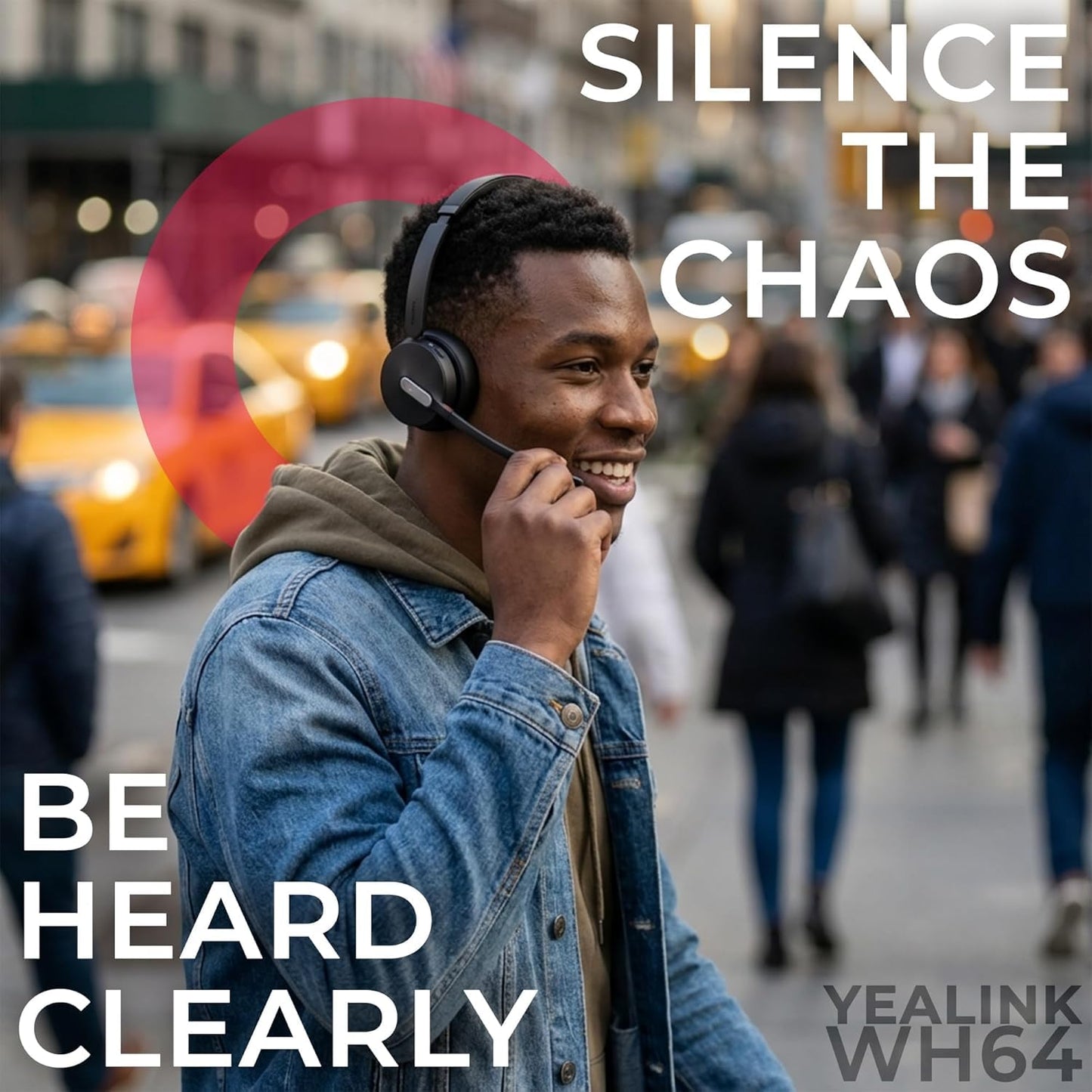 Yealink WH64 Hybrid Wireless Headphones DECT & Bluetooth Duo, UC Certified, For PC, Laptop & Mobile, USB-C Dongle, 150m Range, 32H Talk Time, 3-Mic…