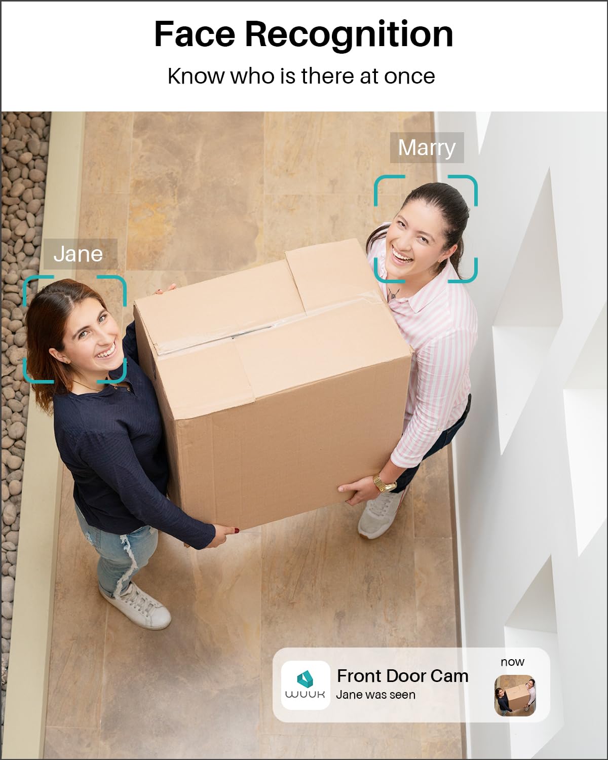 WUUK Security Camera, 4MP Indoor/Outdoor Wired Camera, Face Recognition, Color Night Vision, No Monthly Fee, Magnetic Mount, 2.4 GHz WiFi Only