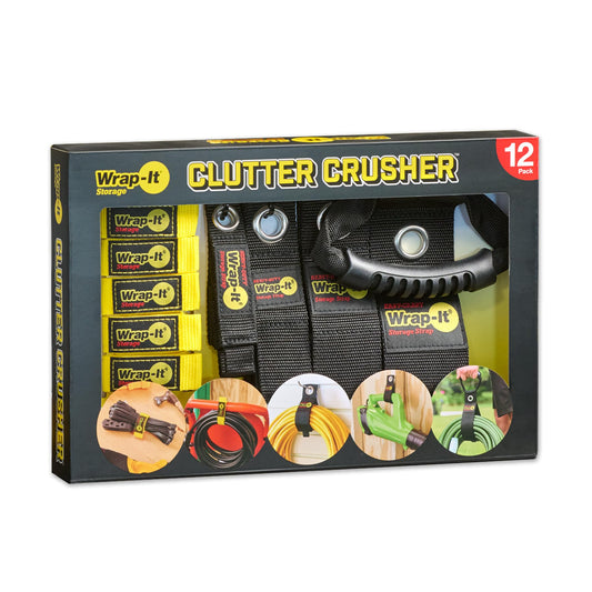 Clutter Crusher Value Pack from Wrap-It Storage - Assorted 12-Pack of Garage Organization Accessories for Extension Cord Management