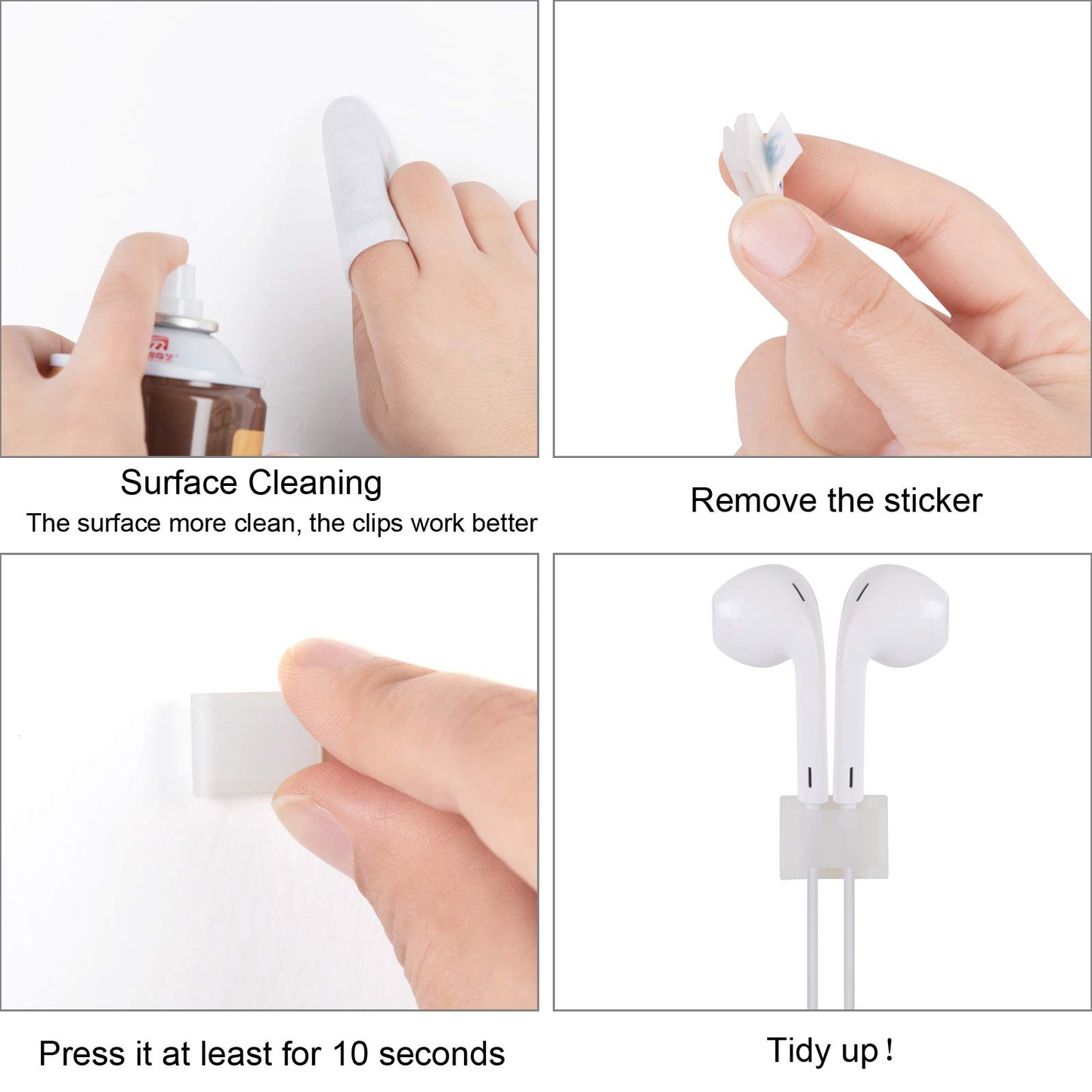 Cable Tidy Management Self Adhesive Cable Clips,100Pack Clamps Fix Led Light Clips (for 10mm(3/8") Wide Strip Light)