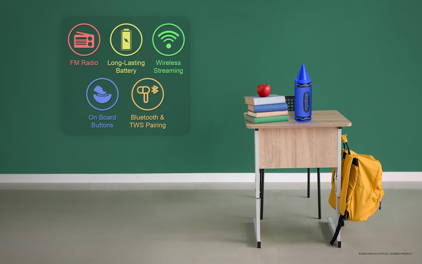 Crayola Kids Crayon Speakers Bluetooth Wireless, Portable Bluetooth Speakers 20W Peak Power HD Sound, Mini Bluetooth Speaker with TWS Pairing BT 5.3