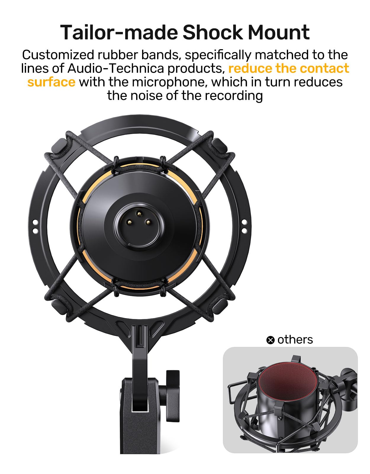 Audio Technica AT2020 Microphone Shock Mount with Pop Filter, Anti-Vibration Suspension Shock Mount Holder Clip Compatible with AT2020 Line Kit