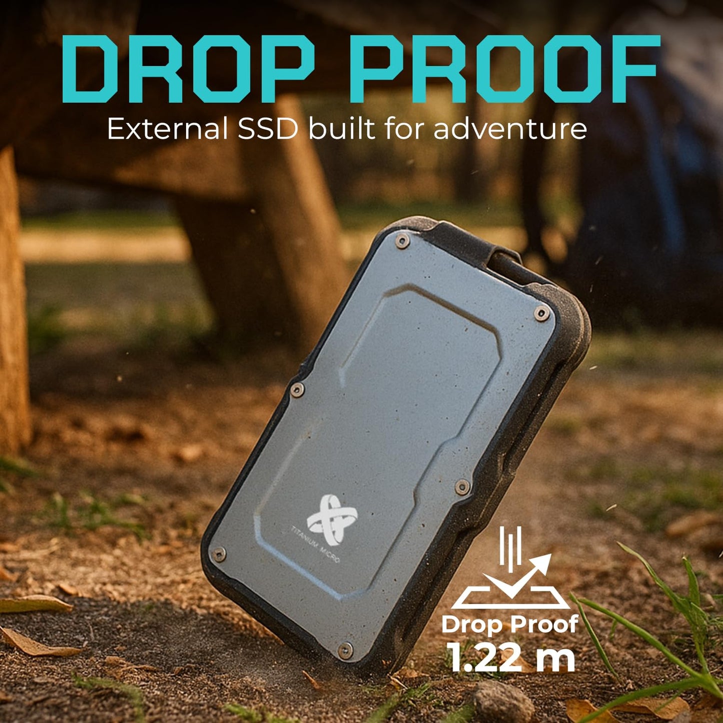 Titanium Micro 500GB External SSD, Titanium One Portable SSD - Up to 550MB/s, USB 3.2 Gen 2 USB-C USBA, Rugged IP66 Water Drop Resistance, External