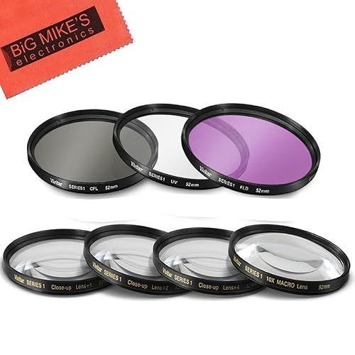 52mm 7PC Filter Set for Nikon D3100, D3200, D3300, D5100, D5200, D5300, D5500 with NIKKOR 18-55mm f/3.5-5.6G VR II Lens - Includes 3 PC Filter Kit