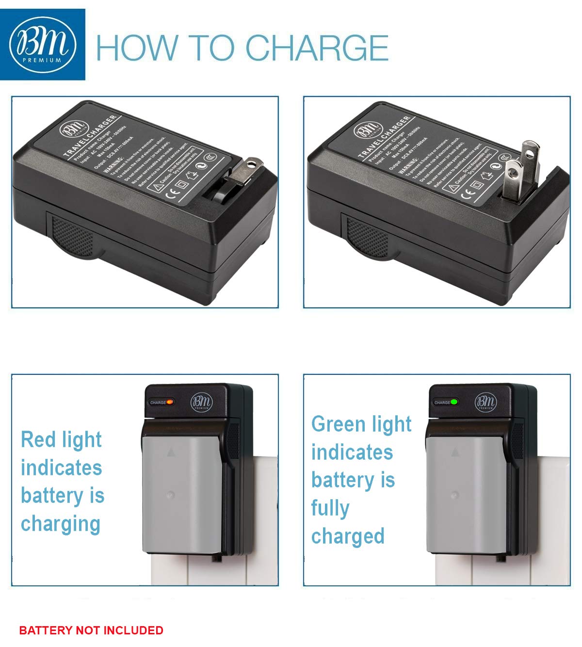 BM Premium DMW-BLF19, DMW-BLF19e, DMW-BLF19PP Battery Charger for Panasonic Lumix DC-G9, DC-GH5, DMC-GH3, DMC-GH3K, DMC-GH4, DMC-GH4K Digital Camera