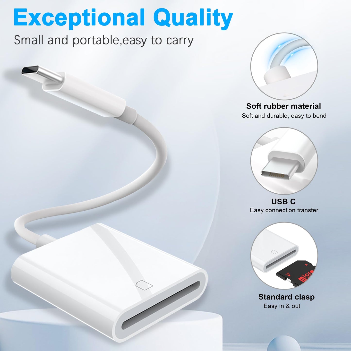 DCNETWORK USB C SD Card Reader for iPhone,USB-C Memroy Card Reader USB C to SD Card Adapter Trail Game Camera Viewer for 15/iPad/MacBook Air/Pro iMac
