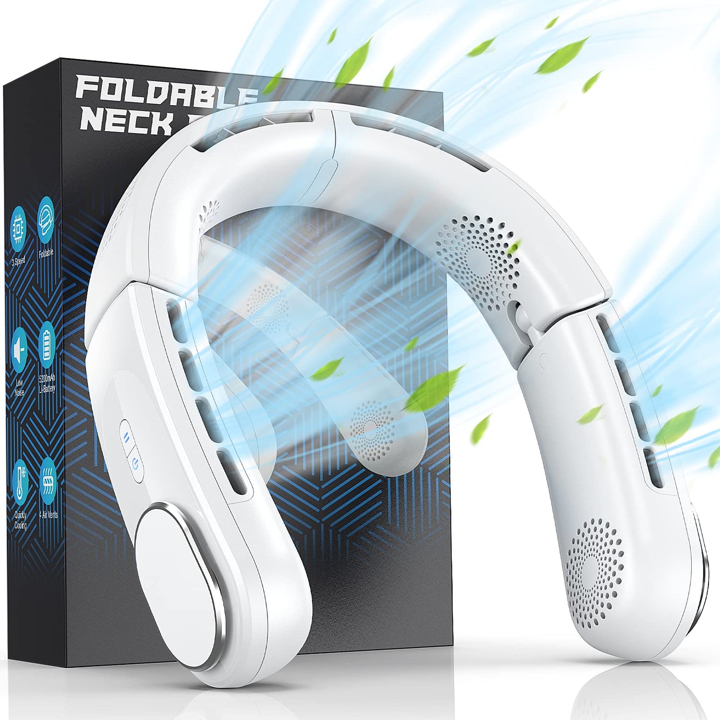 ChillGo Neck Fan, 4 Turbo Foldable Portable Fans - Personal Bladeless Fan