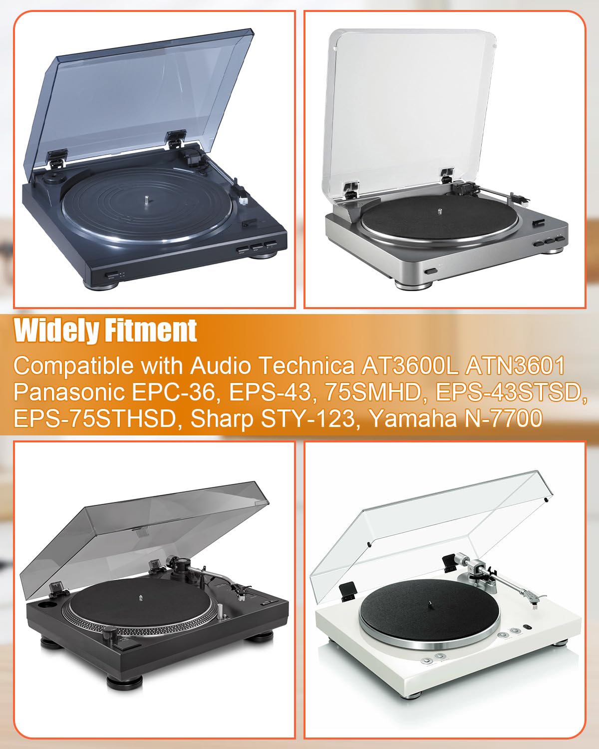 Silver Headshell, AT-3600L Magnetic Cartridge Compatible with Pioneer PLX-1000 PL-518 PL-530 PL-A35 PLX-500 PL-560 PL-200 PL-516 PL-255 PL-200X