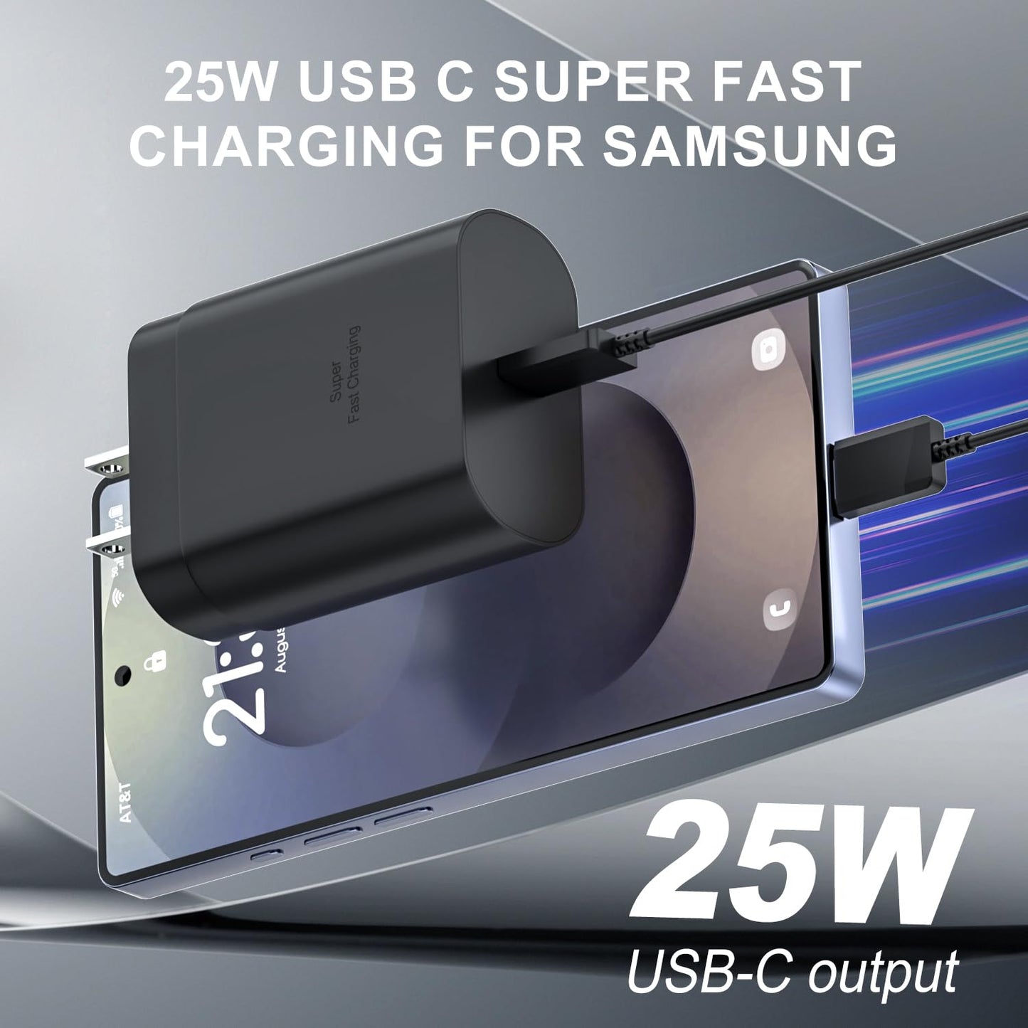 Samsung Super Fast Charger Type C, 4Pack 25W USB C Wall Charger Fast Charging Block &(6ft+10ft) x2 Long Android Type C Charger for Samsung Galaxy S26