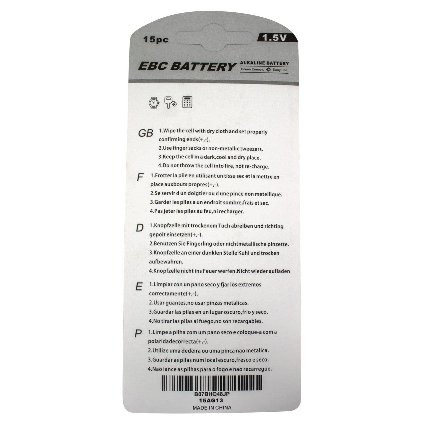 EBC Battery Multi-Pack LR44 AG13 Premium Alkaline 1.5 Volt Non Rechargeable Round Button Cell Batteries for Watches Clocks Remotes Games Controllers…