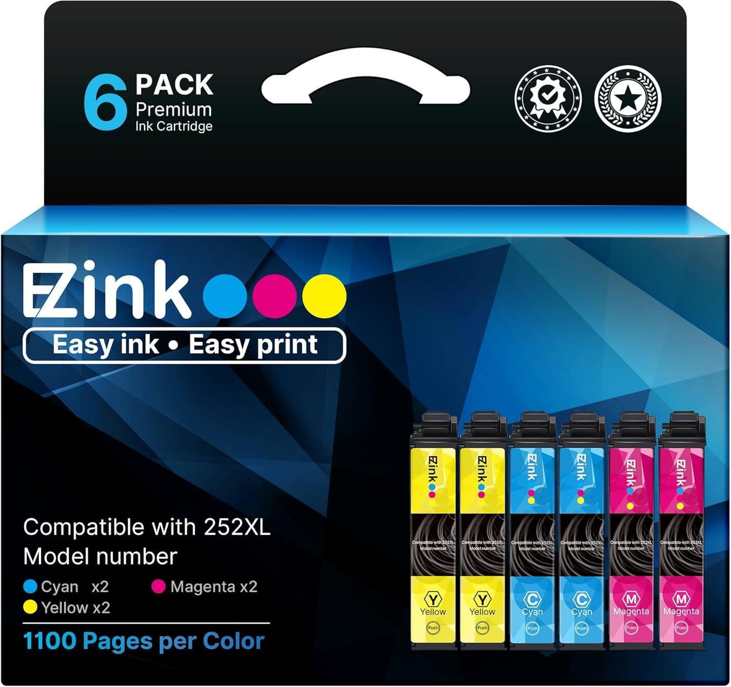 E-Z Ink Remanufactured Ink Cartridge Replacement for Epson 252XL (6 Pack)