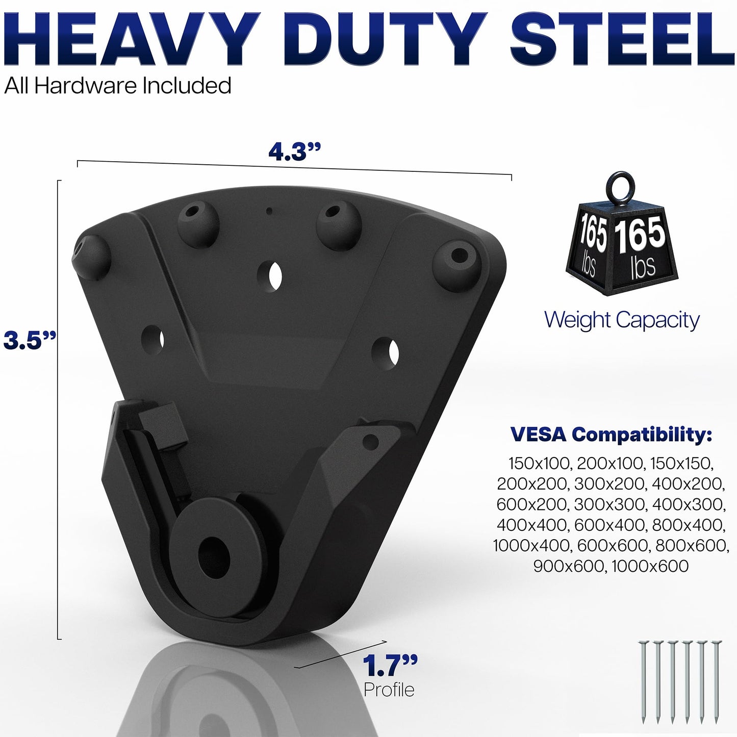VIVO No Stud TV Wall Mount for 32 to 100 inch Screens, Max VESA 1000x600mm, Studless Drywall Mounting Solution, Black, MOUNT-NS100
