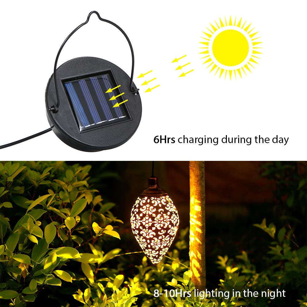 Tomshine Hanging Solar Lights Solar Lantern LED Garden Lights Metal Lamp Waterproof for Outdoor Hanging Decor