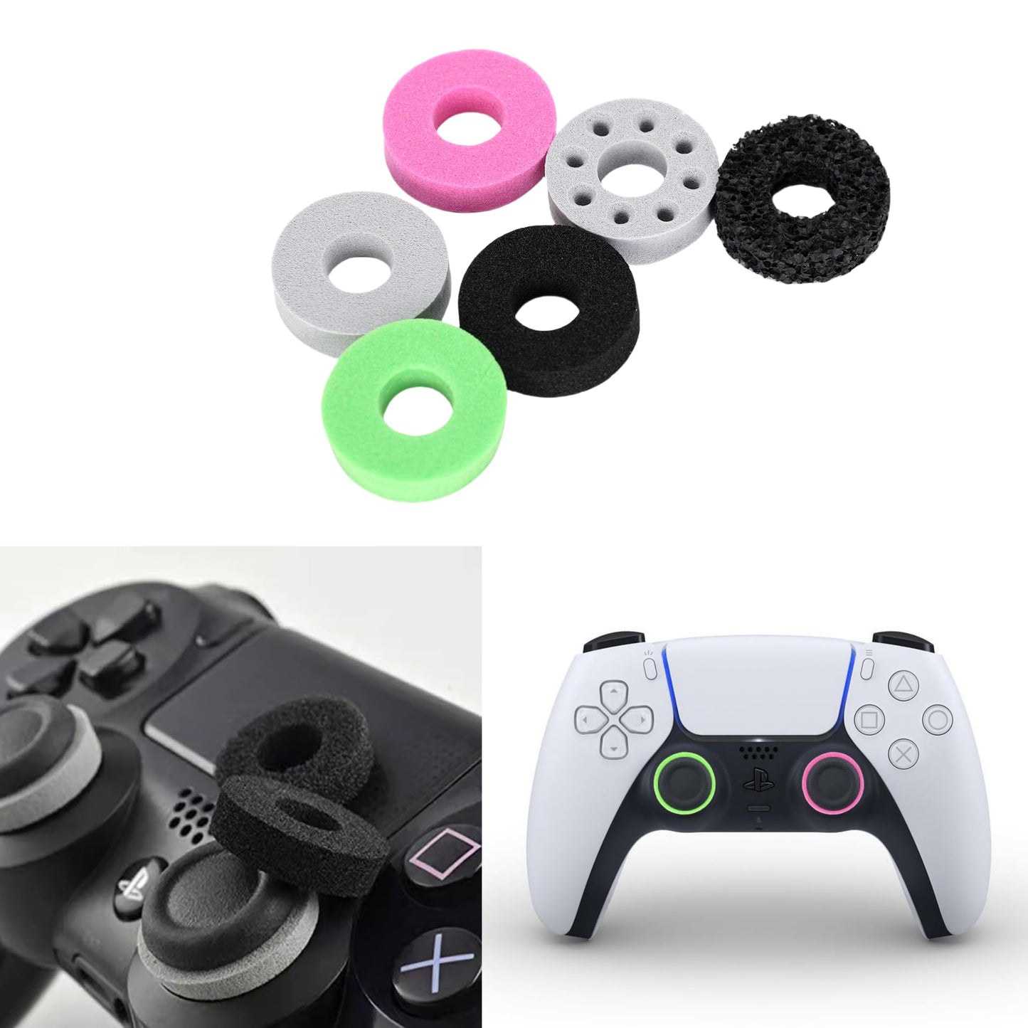 Ruimou 48 Pcs Aim Assist Target Motion Control Sponge Rings,Game Handle Buffer Precision Rings,Compatible with PS4/PS5,Xbox Series X/S,Switch Pro