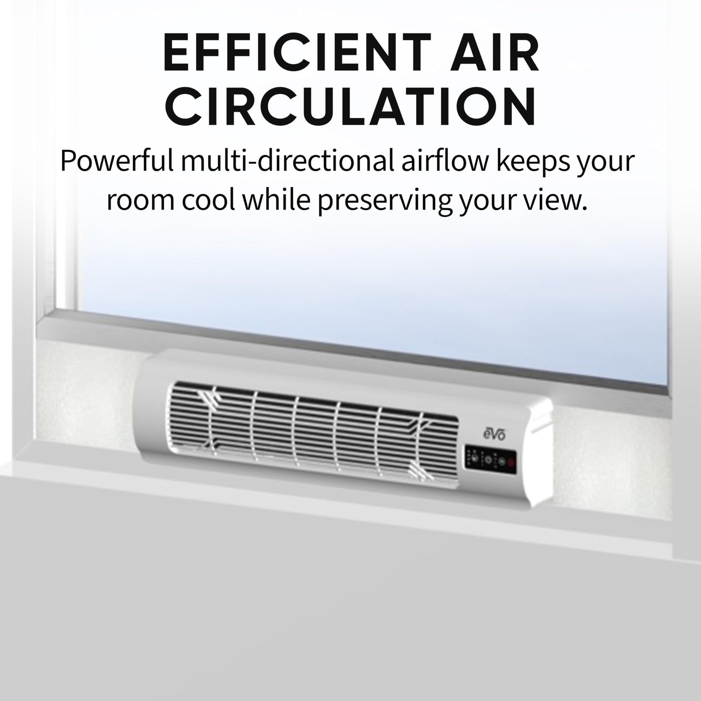 EVO Window Fan Air Circulator with Remote Control (Fits Up To 40" Windows) - Multi-Directional Airflow, Adjustable Fan Speed, and Low Profile