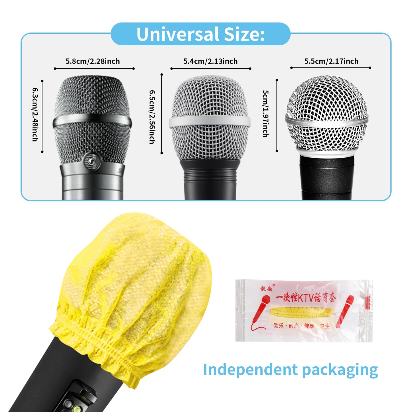 Axigundaone 500 Pcs Disposable Microphone Covers, Windscreen Microphone Cover Non-Woven, Disposable Handheld Microphone Covers for KTV, Recording Room