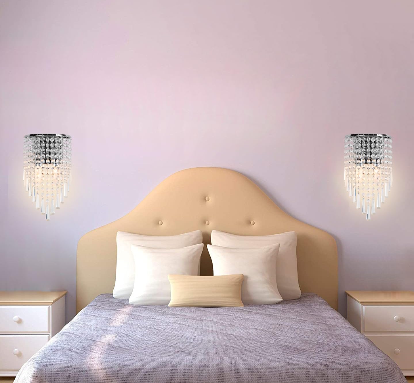 Atop Lighting Decor Mini Crystal Wall Sconce Modern Chrome Wall Light Fixtures 2 Lights Wall Lamps for Bedroom Living Room