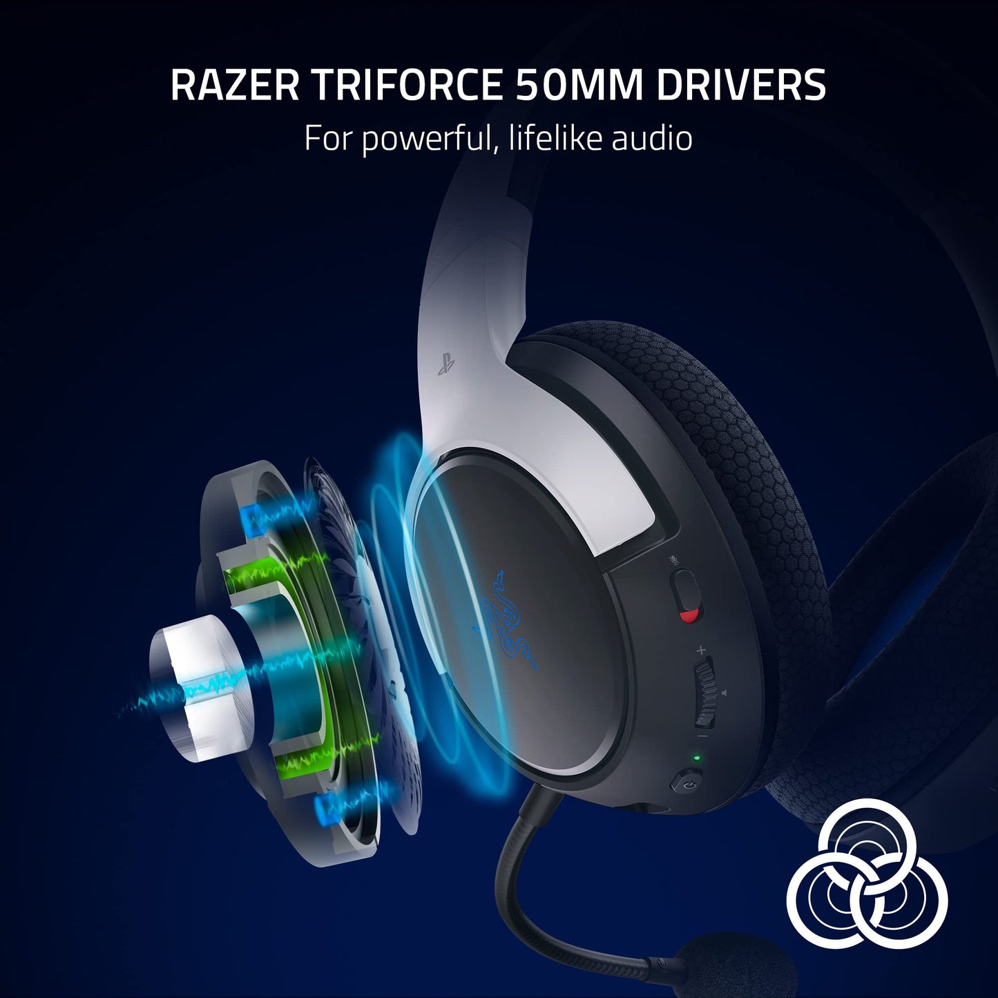 Razer Kaira HyperSpeed Wireless Gaming Headset for PlayStation/PC, Mobile: 50mm Drivers - HyperClear Cardioid Mic - Memory Foam Cushions - Bluetooth