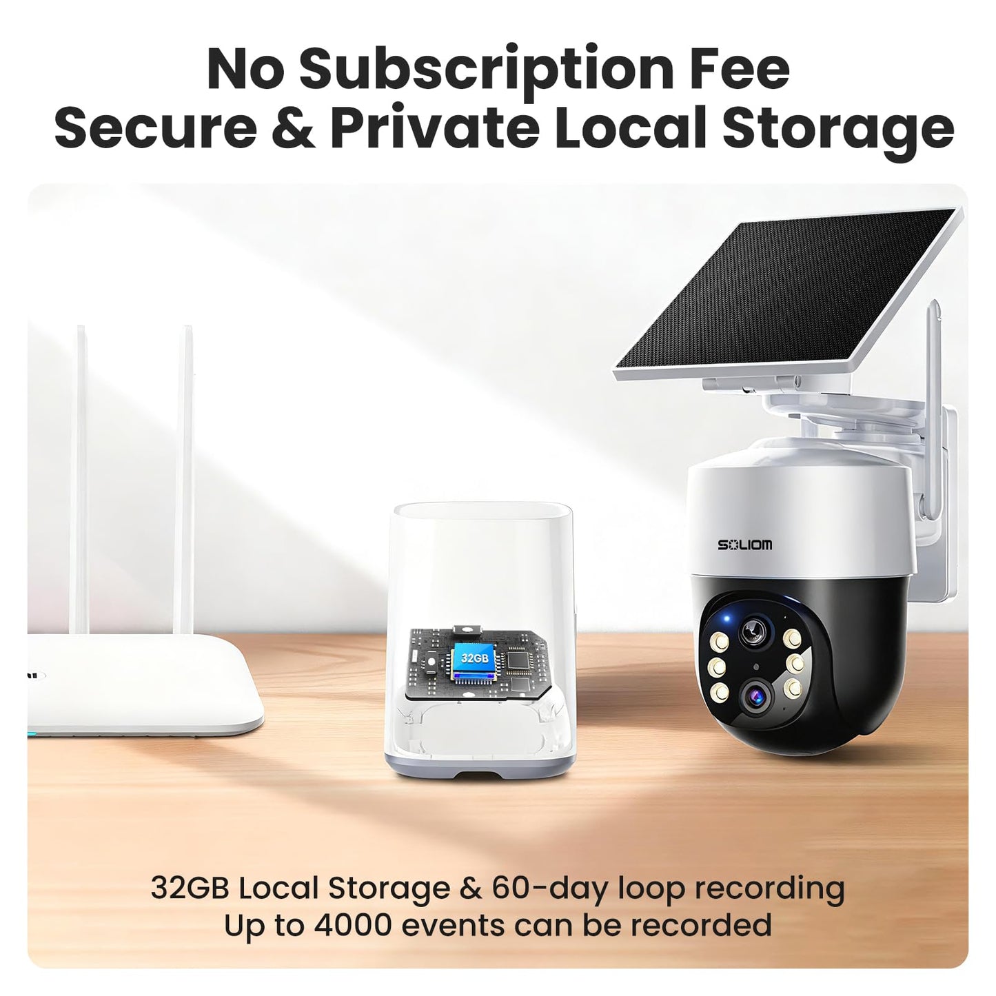 SOLIOM Security Cameras Wireless Outdoor,4K Ultra HD for Day and Night, No Subscription,Built in Radar,Solar Powered Cameras for Home Security, 360°