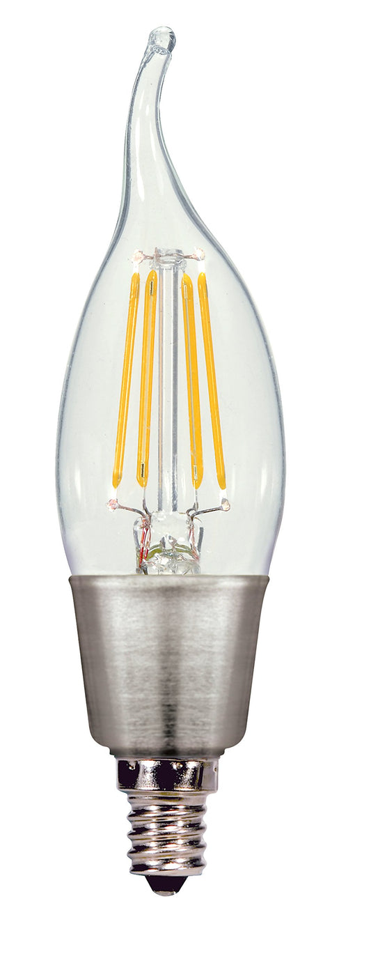 (Pack of 12) Satco S9574, 4.5W CFC/LED/27K/120V, LED Clear Candelabra Light Bulb1212