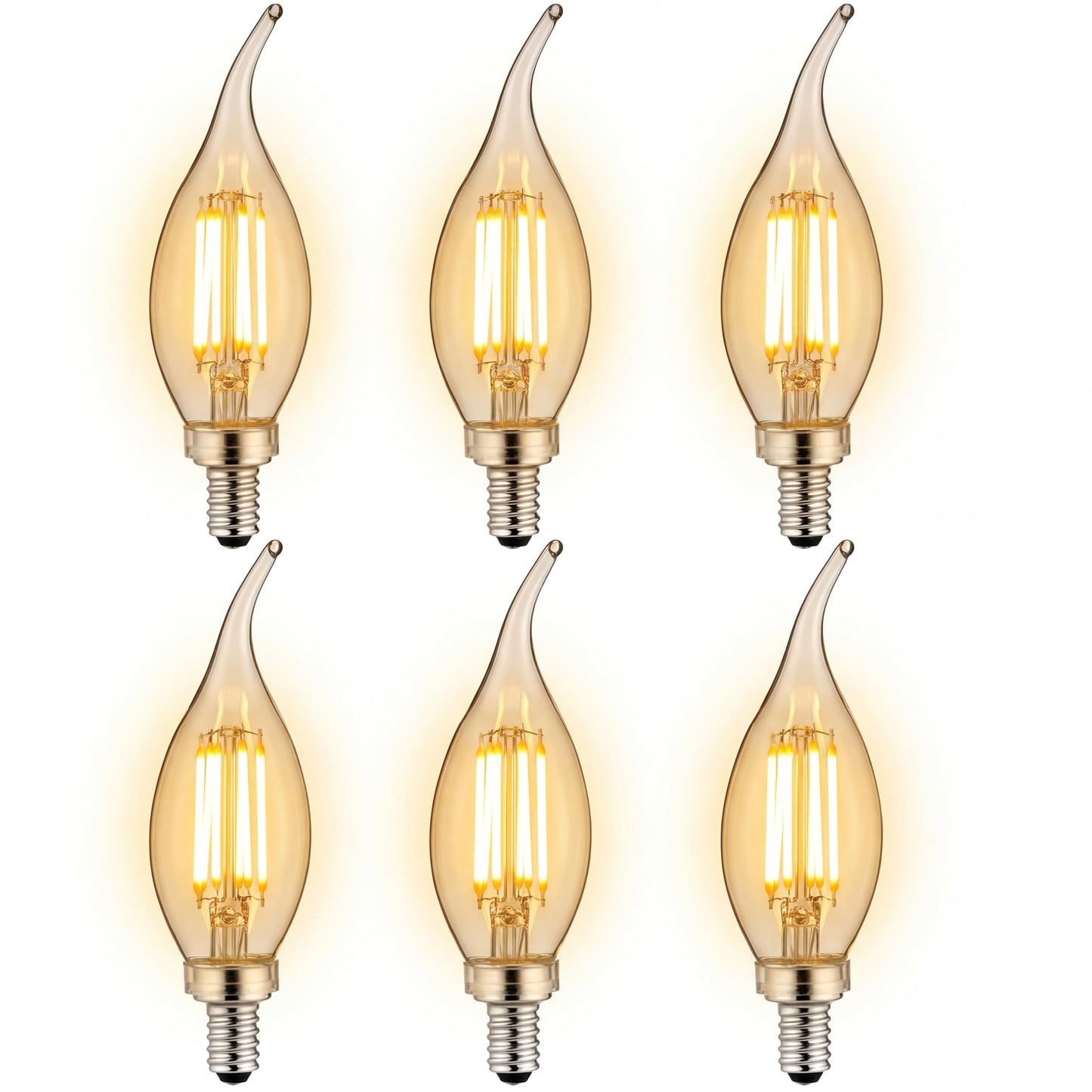 Sunlite LED Filament CA11 Flame Tip Chandelier Light Bulb, 5 Watts (60W Equivalent), 600 Lumens, Candelabra Base (E12), Edison Style, Dimmable, ETL