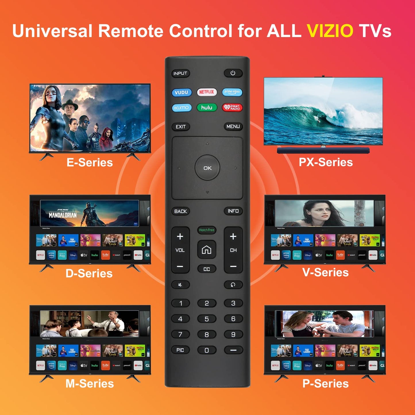 Universal Remote for Vizio Smart TV, Replacement for Smart-TV-Remote,for Vizio TVs(D/E/M/P/V-Series)