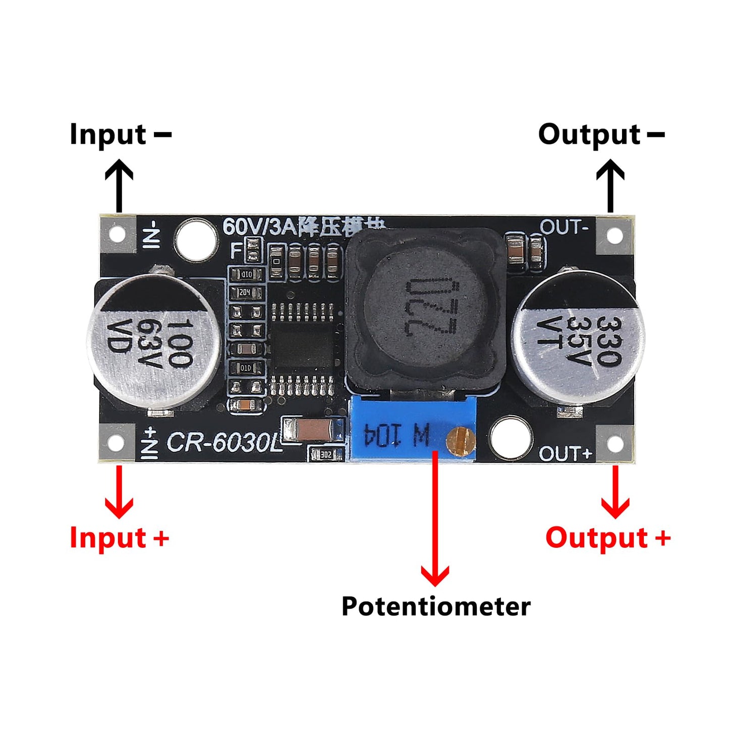 AITRIP 3PCS DC-DC Step Down Power Supply Module 60V 3A to 3.3V 5V 12V 24V Buck Converter Adjustable Voltage Regulator Module LM2596 LM2596S Upgraded