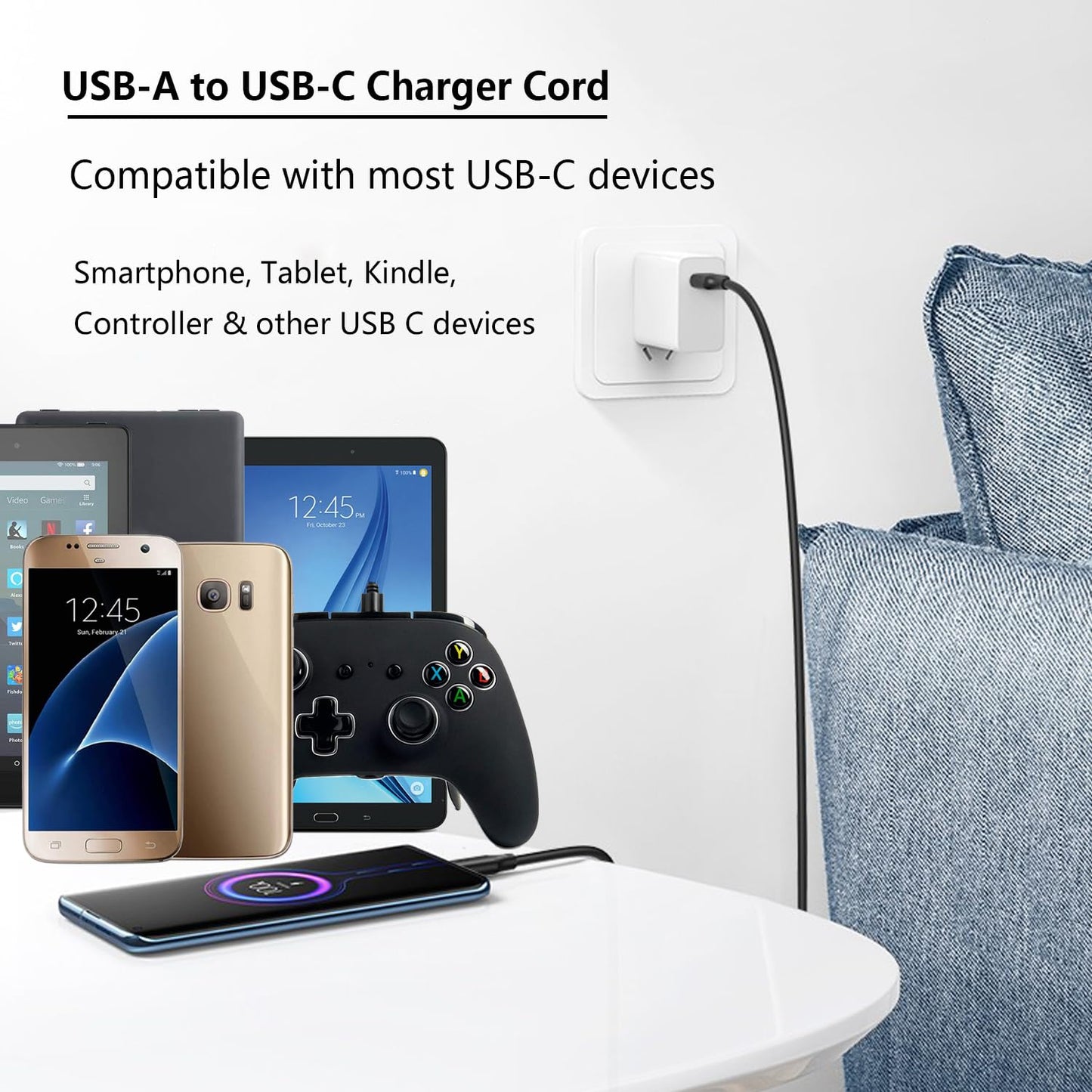 Pocxwa USB-A to USB-C Charging Cable, USB 2.0 Fast Charger Cord 3.3Ft Compatible with Samsung Galaxy S10 S9 S8 A15 A25 A35 A55, LG G8 G7 G6 G5, Moto