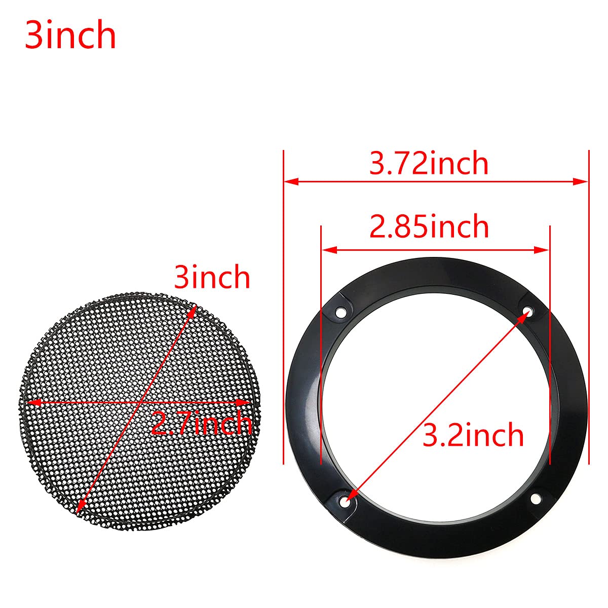 MEETOOT 2pcs Cold Rolled Steel Loudspeaker Net Cover 3" Grill Cover with Mounting Screws for DIY Speaker and Car Speaker