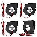 4pcs 50mm 5015 Blower Fan 24V Fans Blower Turbine Turbo Dual Ball Bearing, 1000mm/39in Cable Brushless Cooling 50mmx15mm 2PIN for 3D Printer Hotend