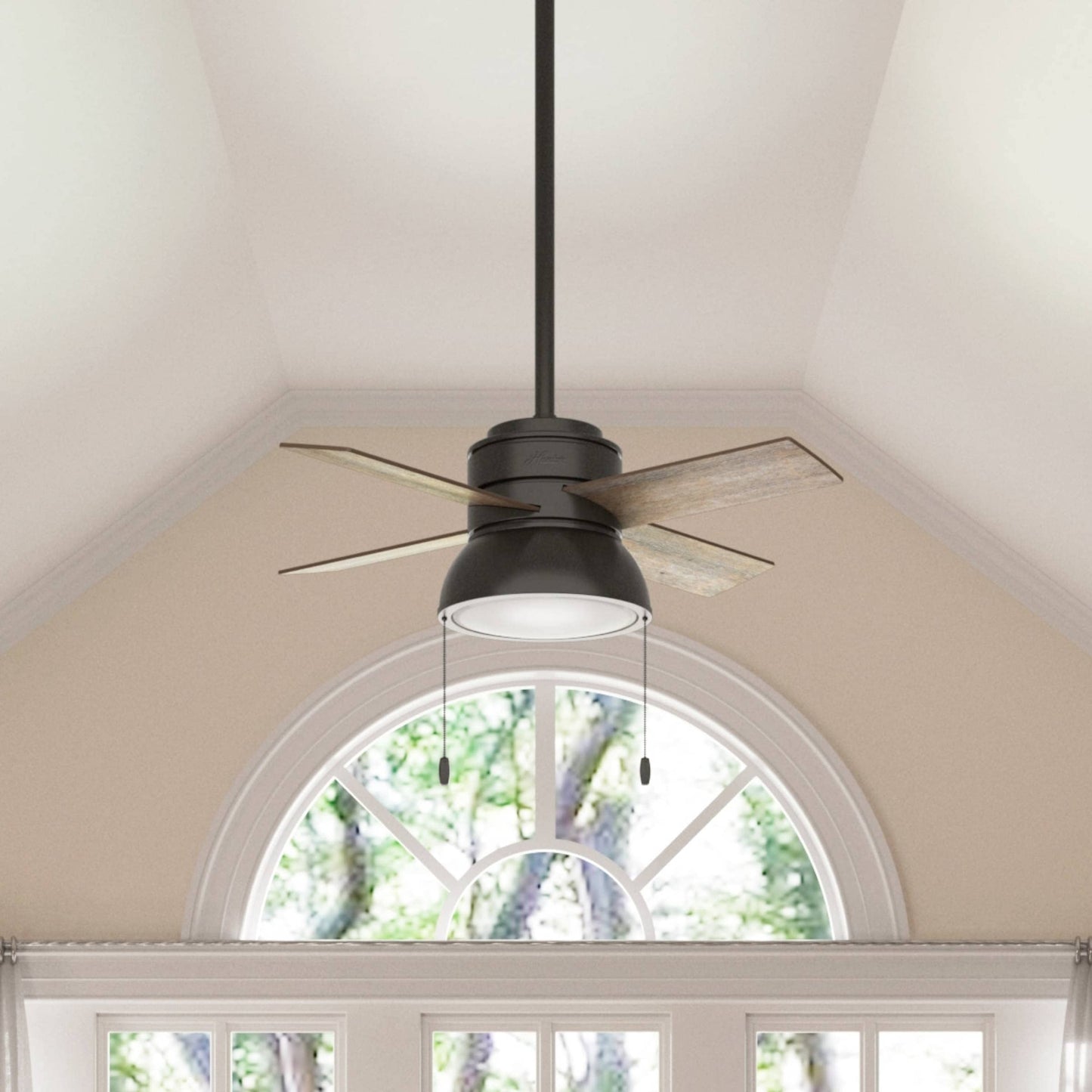 Hunter 36 inch Small Indoor Ceiling Fan with LED Light and Pull Chain - Standard Mount Bronze Ceiling Fan, 4 Blades, for Bedroom, Home Office, or