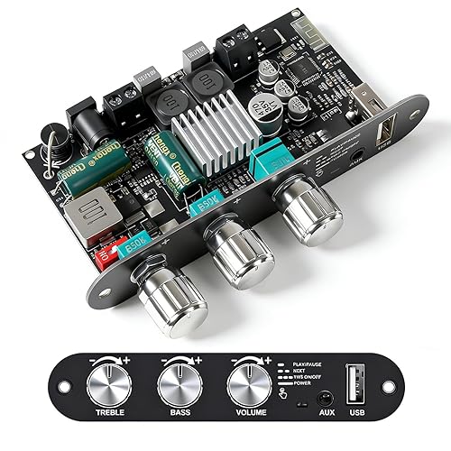 ZK-1001U Mono Amplifier Board, 100W Bluetooth5.3 Amplifier with TPA3116D2 Chip, Mini Amplifier with TWS Stereo Pairing, Treble and Bass for Home Audio