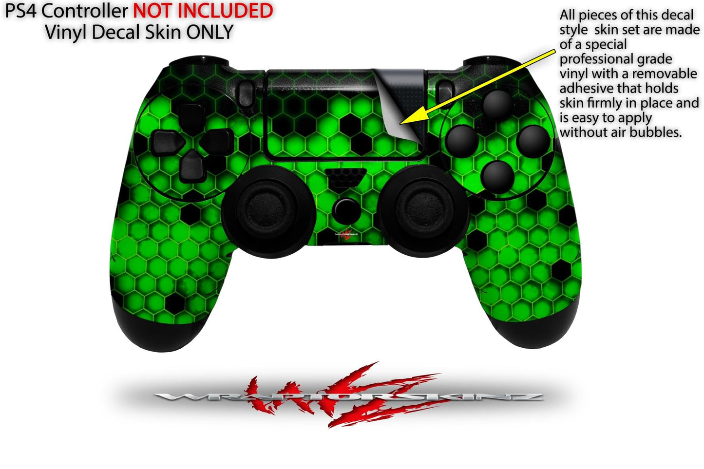 WraptorSkinz Decal Vinyl Skin Compatible with Sony PlayStation 4 Controller HEX Green (Controller NOT Included)