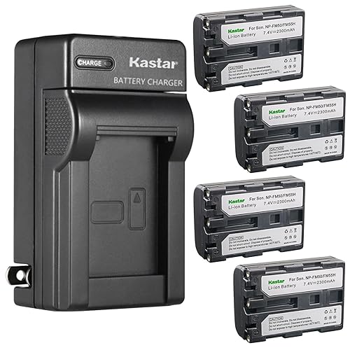 Kastar 4-Pack Battery and AC Wall Charger Replacement for Sony DCR-DVD100, DCR-DVD101, DCR-DVD200, DCR-DVD201, DCR-DVD300, DCR-DVD301, DCR-DVD91