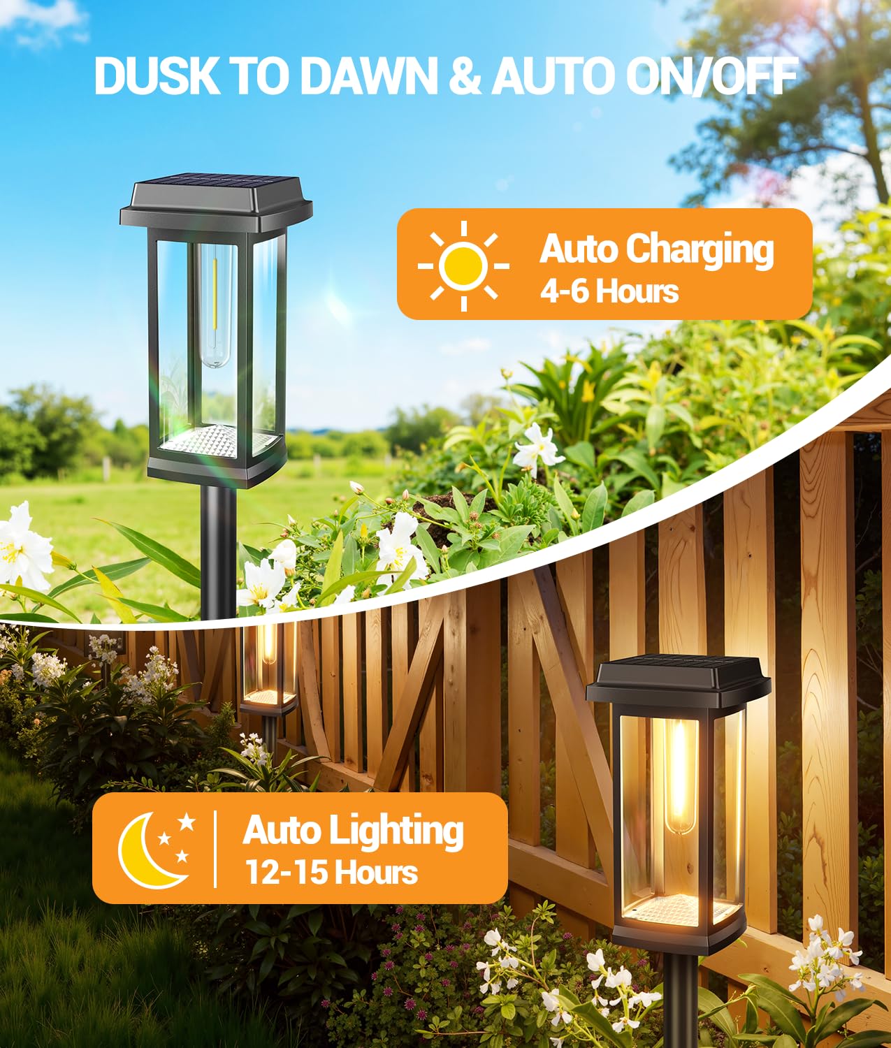 Solar Pathway Lights Outdoor, 8 Pack Upgraded Solar Garden Lights Solar Powered, Solar Lights Outdoor Waterproof IP65, 15 Hours Outdoor Solar Lights